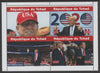 Chad 2020 Donald Trump perf sheetlet containing 4 values unmounted mint. Note this item is privately produced and is offered purely on its thematic appeal, it has no postal validity