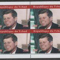 Chad 2020 John F Kennedy perf sheetlet containing 4 values unmounted mint. Note this item is privately produced and is offered purely on its thematic appeal, it has no postal validity