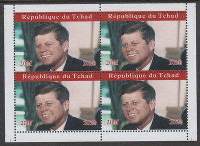 Chad 2020 John F Kennedy perf sheetlet containing 4 values unmounted mint. Note this item is privately produced and is offered purely on its thematic appeal, it has no postal validity