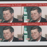 Chad 2020 John F Kennedy imperf sheetlet containing 4 values unmounted mint. Note this item is privately produced and is offered purely on its thematic appeal, it has no postal validity