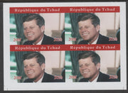 Chad 2020 John F Kennedy imperf sheetlet containing 4 values unmounted mint. Note this item is privately produced and is offered purely on its thematic appeal, it has no postal validity