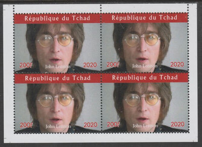 Chad 2020 John Lennon perf sheetlet containing 4 values unmounted mint. Note this item is privately produced and is offered purely on its thematic appeal, it has no postal validity