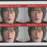 Chad 2020 John Lennon imperf sheetlet containing 4 values unmounted mint. Note this item is privately produced and is offered purely on its thematic appeal, it has no postal validity