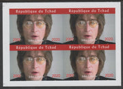 Chad 2020 John Lennon imperf sheetlet containing 4 values unmounted mint. Note this item is privately produced and is offered purely on its thematic appeal, it has no postal validity