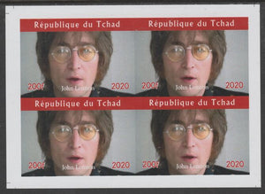 Chad 2020 John Lennon imperf sheetlet containing 4 values unmounted mint. Note this item is privately produced and is offered purely on its thematic appeal, it has no postal validity