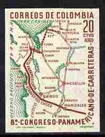 Colombia 1961 Highway Congress 20c Air imperf proof in brown & green on ungummed paper, as SG 1058