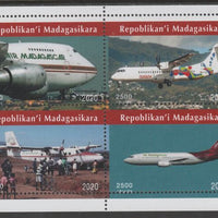 Madagascar 2020 Aircraft perf sheetlet containing 4 values unmounted mint. Note this item is privately produced and is offered purely on its thematic appeal, it has no postal validity