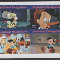 Madagascar 2020 Pinocchio imperf sheetlet containing 4 values unmounted mint. Note this item is privately produced and is offered purely on its thematic appeal, it has no postal validity