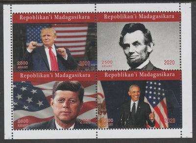 Madagascar 2020 US Presidents perf sheetlet containing 4 values unmounted mint. Note this item is privately produced and is offered purely on its thematic appeal, it has no postal validity