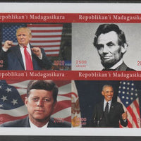 Madagascar 2020 US Presidents imperf sheetlet containing 4 values unmounted mint. Note this item is privately produced and is offered purely on its thematic appeal, it has no postal validity
