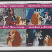 Madagascar 2020 The Lady & The Tramp perf sheetlet containing 4 values unmounted mint. Note this item is privately produced and is offered purely on its thematic appeal, it has no postal validity