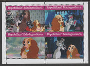 Madagascar 2020 The Lady & The Tramp perf sheetlet containing 4 values unmounted mint. Note this item is privately produced and is offered purely on its thematic appeal, it has no postal validity