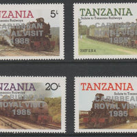 Tanzania 1985 Locomotives perf set of 4 with 'Caribbean Royal Visit 1985' opt in silver (unissued) unmounted mint