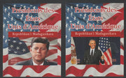 Madagascar 2020 Presidents of the United States - John Kennedy & Barack Obama set of 2 imperfm/sheets. Note this item is privately produced and is offered purely on its thematic appeal, it has no postal validity