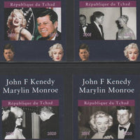 Chad 2020 John Kennedy & Marilyn Monroe set of 4 imperfm/sheets. Note this item is privately produced and is offered purely on its thematic appeal, it has no postal validity