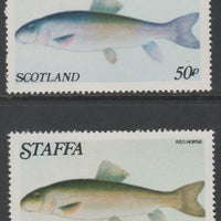 Staffa 1979 Fish - Red Horse 50p perf single showing a superb shade apparently due to a dry print of the yellow complete with normal both unmounted mint
