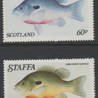 Staffa 1979 Fish - Long Eared Sunfish 60p perf single showing a superb shade apparently due to a dry print of the yellow complete with normal both unmounted mint