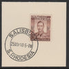 Southern Rhodesia 1937 KG6 def 1.5d red-brown on piece with full strike of Madame Joseph forged postmark type 332, SG42
