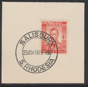 Southern Rhodesia 1937 KG6 def 4d red-orange on piece with full strike of Madame Joseph forged postmark type 332, SG43