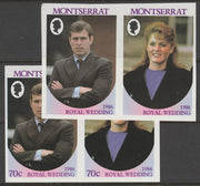 Montserrat 1986 Royal Wedding 70c imperf se-tenant pair with value omitted, plus normal,imperf pair, both unmounted mint, SG 691avar