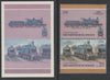 St Vincent - Union Island 1987 Locomotives #6 (Leaders of the World) 25c Class 123 se-tenant pair,die proof in magenta and cyan only (missing Country name, inscription & value) on Cromalin plastic card (ex archives) complete with issued stamp