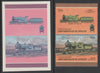 St Vincent - Union Island 1987 Locomotives #6 (Leaders of the World) 50c LSWR Class D15 se-tenant pair,die proof in magenta and cyan only (missing Country name, inscription & value) on Cromalin plastic card (ex archives) complete with issued stamp