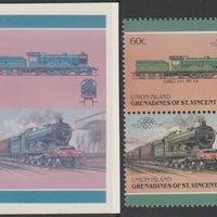 St Vincent - Union Island 1987 Locomotives #6 (Leaders of the World) 60c North Eastern Class Z se-tenant pair,die proof in magenta and cyan only (missing Country name, inscription & value) on Cromalin plastic card (ex archives) co……Details Below