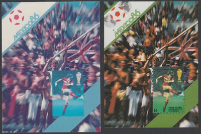 St Vincent - Union Island 1986 World Cup Football - Belgium die proof in magenta & cyan only on Cromalin plastic card (ex archives) complete with issued m/sheet. Cromalin proofs are an essential part of the printing proces, produc……Details Below