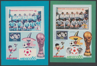 St Vincent - Union Island 1986 World Cup Football - Argentina die proof in magenta & cyan only on Cromalin plastic card (ex archives) complete with issued m/sheet. Cromalin proofs are an essential part of the printing proces, prod……Details Below