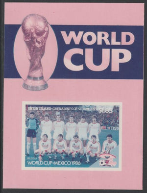 St Vincent - Union Island 1986 World Cup Football - Russia Team die proof in magenta & cyan only on Cromalin plastic card (ex archives). Cromalin proofs are an essential part of the printing proces, produced in very limited number……Details Below