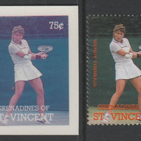 St Vincent - Grenadines 1988 International Tennis Players 75c Wendy Turnball die proof in magenta & cyan only on Cromalin plastic card (ex archives) complete with issued stamp (SG 584). Cromalin proofs are an essential part of the……Details Below