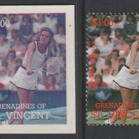St Vincent - Grenadines 1988 International Tennis Players $1 Evonne Cawley die proof in magenta & cyan only on Cromalin plastic card (ex archives) complete with issued stamp (SG 585). Cromalin proofs are an essential part of the p……Details Below