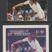 St Vincent - Grenadines 1988 International Tennis Players $1.50 Ilie Nastase die proof in magenta & cyan only on Cromalin plastic card (ex archives) complete with issued stamp (SG 586). Cromalin proofs are an essential part of the……Details Below