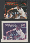 St Vincent - Grenadines 1988 International Tennis Players $1.50 Ilie Nastase die proof in magenta & cyan only on Cromalin plastic card (ex archives) complete with issued stamp (SG 586). Cromalin proofs are an essential part of the……Details Below