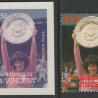 St Vincent - Grenadines 1988 International Tennis Players $3.50 Virginia Wade die proof in magenta & cyan only on Cromalin plastic card (ex archives) complete with issued stamp (SG 589). Cromalin proofs are an essential part of th……Details Below