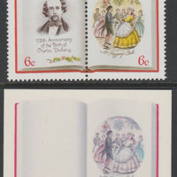 St Vincent 1987 Christmas - Charles Dickens 6c Mr Fezziwig's Ball se-tenant die proof in magenta & cyan only on Cromalin plastic card (ex archives) complete with issued pair (SG 1116a). Cromalin proofs are an essential part of the……Details Below