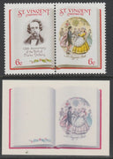 St Vincent 1987 Christmas - Charles Dickens 6c Mr Fezziwig's Ball se-tenant die proof in magenta & cyan only on Cromalin plastic card (ex archives) complete with issued pair (SG 1116a). Cromalin proofs are an essential part of the……Details Below