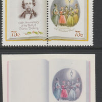 St Vincent 1987 Christmas - Charles Dickens 75c A Christmas Carol se-tenant die proof in magenta & cyan only on Cromalin plastic card (ex archives) complete with issued pair (SG 1122a). Cromalin proofs are an essential part of the……Details Below