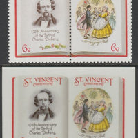 St Vincent 1987 Christmas - Charles Dickens 6c Mr Fezziwig's Ball se-tenant die proof in all 4 colours on Cromalin plastic card (ex archives) complete with issued pair (SG 1116a). Cromalin proofs are an essential part of the print……Details Below