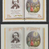 St Vincent 1987 Christmas - Charles Dickens 75c A Christmas Carol se-tenant die proof in all 4 colours on Cromalin plastic card (ex archives) complete with issued pair (SG 1122a). Cromalin proofs are an essential part of the print……Details Below
