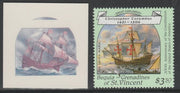 St Vincent - Bequia 1988 Explorers $3.50 Christopher Columbus' Santa Maria die proof in magenta & cyan only on Cromalin plastic card (ex archives) complete with issued stamp. Cromalin proofs are an essential part of the printing p……Details Below