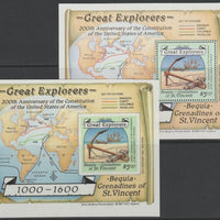 St Vincent - Bequia 1988 Explorers $5 m/sheet die proof in all 4 colours on Cromalin plastic card (ex archives) complete with issued m/sheet. Cromalin proofs are an essential part of the printing proces, produced in very limited n……Details Below