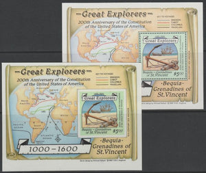 St Vincent - Bequia 1988 Explorers $5 m/sheet die proof in all 4 colours on Cromalin plastic card (ex archives) complete with issued m/sheet. Cromalin proofs are an essential part of the printing proces, produced in very limited n……Details Below