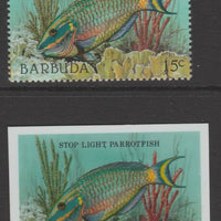 Barbuda 1987 Marine Life 15c Parrotfish die proof in all 4 colours on Cromalin plastic card complete with issued stamp (SG 962). Cromalin proofs are an essential part of the printing proces, produced in very limited numbers and ra……Details Below