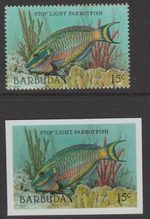 Barbuda 1987 Marine Life 15c Parrotfish die proof in all 4 colours on Cromalin plastic card complete with issued stamp (SG 962). Cromalin proofs are an essential part of the printing proces, produced in very limited numbers and ra……Details Below