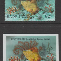 Barbuda 1987 Marine Life 90c Feather Star & Sponge die proof in all 4 colours on Cromalin plastic card complete with issued stamp (SG 967). Cromalin proofs are an essential part of the printing proces, produced in very limited num……Details Below