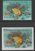 Barbuda 1987 Marine Life 90c Feather Star & Sponge die proof in all 4 colours on Cromalin plastic card complete with issued stamp (SG 967). Cromalin proofs are an essential part of the printing proces, produced in very limited num……Details Below