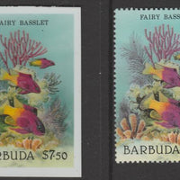 Barbuda 1987 Marine Life $7.50 Royal Gramma die proof in all 4 colours on Cromalin plastic card complete with issued stamp (SG 971). Cromalin proofs are an essential part of the printing proces, produced in very limited numbers an……Details Below