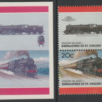 St Vincent - Union Island 1987 Locomotives #7 (Leaders of the World) 20c BR Class 5MT se-tenant imperf die proof in magenta & cyan only on Cromalin plastic card (ex archives) complete with issued pair. Cromalin proofs are an essen……Details Below