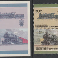St Vincent - Union Island 1987 Locomotives #7 (Leaders of the World) 30c Great Northern Class G5 se-tenant imperf die proof in magenta & cyan only on Cromalin plastic card (ex archives) complete with issued pair. Cromalin proofs a……Details Below